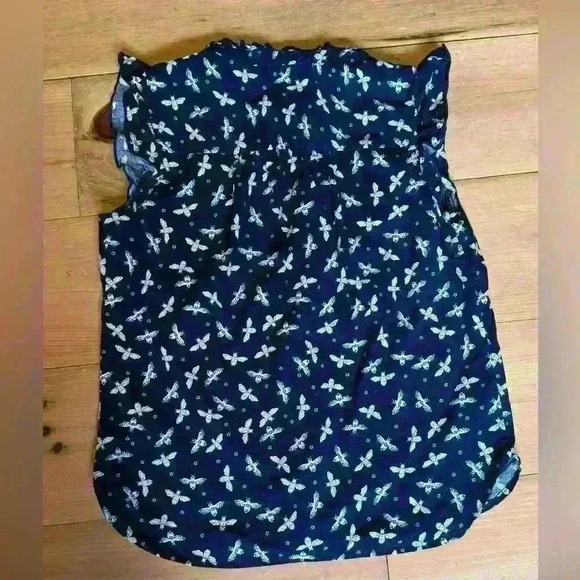 Loft women’s button up sleeveless blouse dark blue bee print cotton size XS - Picture 4 of 15